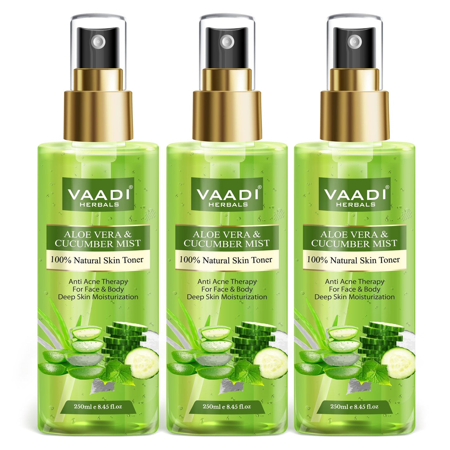 Aloe Vera & Cucumber Mist - 100% Natural Skin Toner (250 ml x 3)