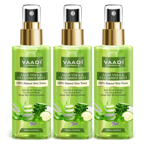 Aloe Vera & Cucumber Mist - 100% Natural Skin Toner (250 ml x 3)