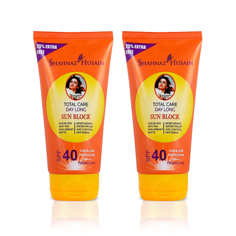 Shahnaz Husain Total Care Day Long Sun Block 80g + 20g Free (Spf-40) X Pack of Two