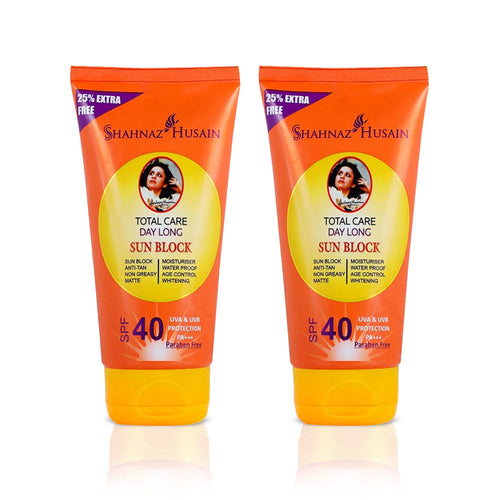 Shahnaz Husain Total Care Day Long Sun Block 80g + 20g Free (Spf-40) X Pack of Two