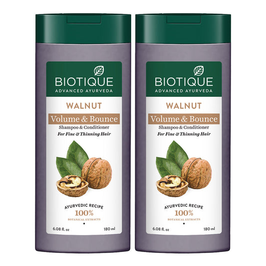 Biotique Walnut Bark Volumizing Shampoo for Fine & Thinning Hair 180 ml (Pack of 2)