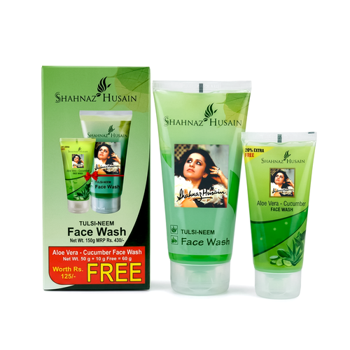 Shahnaz Husain Tulsi Neem Face Wash 150g + Free 60g Aloe-Cucumber Face Wash