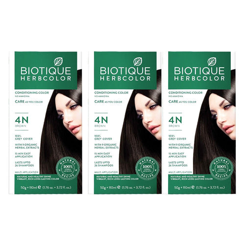 Pack of 3  Herbcolor 4N Brown 50 Gm +110 Ml