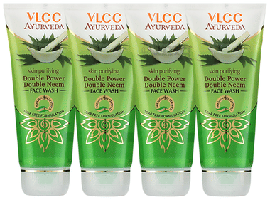 VLCC Skin Purifying Double Power Double Neem Face Wash (100ml Each) combo pack of 4 tubes