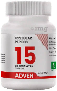 Adven Irregular Periods 15 Biocombination Tablet bottle of 25 gm biocombination tablet
