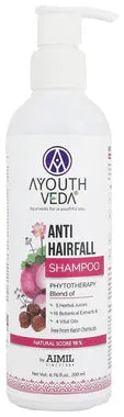 Ayouthveda Anti- Hairfall Shampoo with Neem, Shikakai & 25+ Botanicals to Strengthen Roots & Reduce Hair Fall pump bottle of 200 ml shampoo