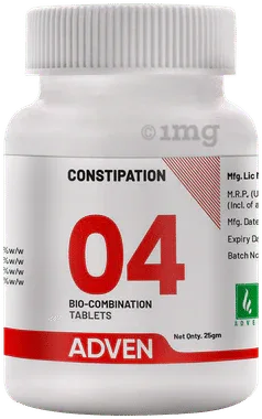 Adven Constipation 04 Biocombination Tablet bottle of 25 gm biocombination tablet