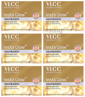 VLCC Insta Glow Gold Bleach (30gm Each) combo pack of 6 boxes