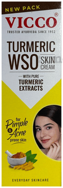 Vicco Turmeric Wso Skin Cream | Fights Pimples & Blemishes tube of 15 gm cream