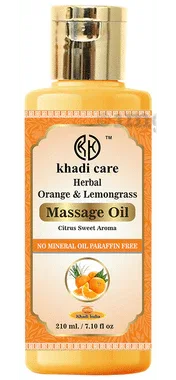 Khadi Care Massage Oil Herbal Orange & Lemongrass bottle of 210 ml oil