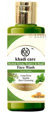 Khadi Care Herbal Neem Teatree and Basil Face Wash bottle of 210 ml face wash