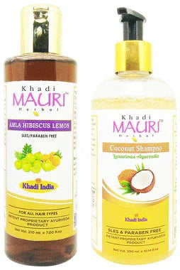Khadi Mauri Herbal Pack of Amla Hibiscus Lemon & Coconut Shampoo (255ml Each) combo pack of 2 bottles