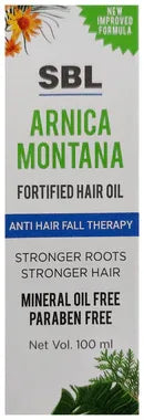 SBL Arnica Montana Fortified Hair Oil Paraben & Mineral Oil Free bottle of 100 ml oil