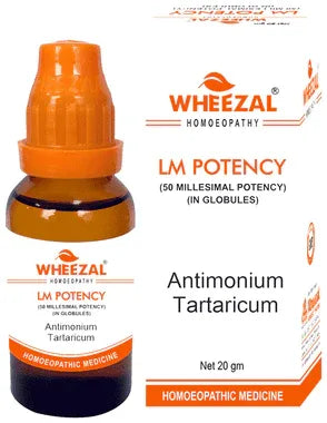 Wheezal Globules Antimonium Tartaricum 0/14 LM bottle of 20 gm globules