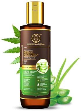Khadi Naturals Neem & Aloe Hair Oil Powered Botanics bottle of 200 ml oil