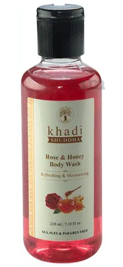 Khadi Shuddha Rose & Honey Body Wash bottle of 210 ml body wash