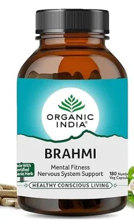 Organic India Brahmi 180 Veg Capsules – Memory, Concentration & Stress Relief