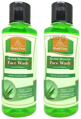 Khadi Pure Herbal Aloevera Face Wash (210ml Each) combo pack of 2 bottles