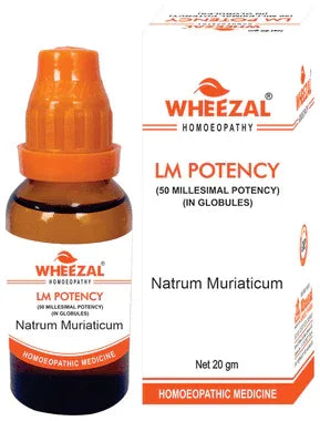 Wheezal Natrum Muriaticum Globules 0/25 LM bottle of 20 gm globules