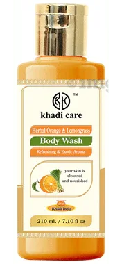 Khadi Care Herbal Orange and Lemongrass Body Wash bottle of 210 ml body wash