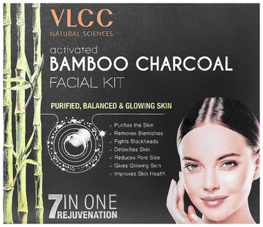 VLCC Natural Sciences Activated Bamboo Charcoal Facial Kit with Glam Glo Free box of 60 gm kit