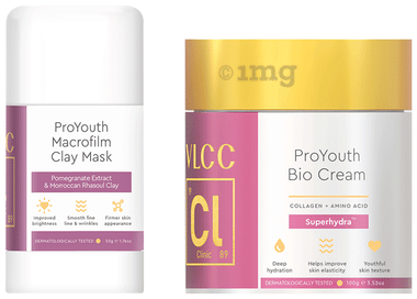 Combo Pack of VLCC Clinic ProYouth Macrofilm Clay Mask (50gm) & ProYouth Bio Cream (100gm) combo pack of 2 units