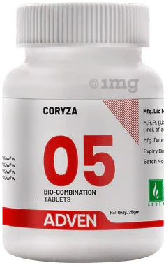 Adven Coryza 05 Biocombination Tablet bottle of 25 gm biocombination tablet