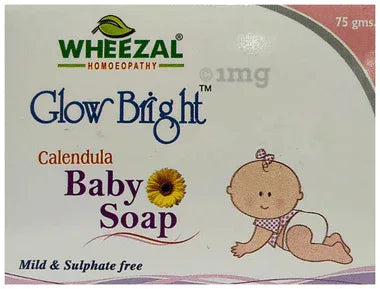Wheezal Glow Bright Calendula Baby Soap Mild & Sulphate Free packet of 75 gm soap