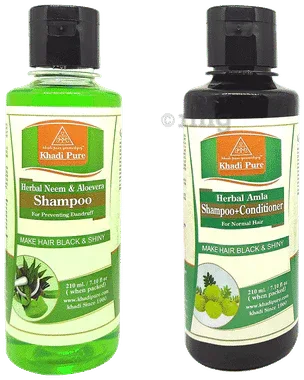 Khadi Pure Combo Pack of Herbal Neem & Aloevera Shampoo & Herbal Amla Shampoo + Conditioner (210ml Each) combo pack of 2 bottles