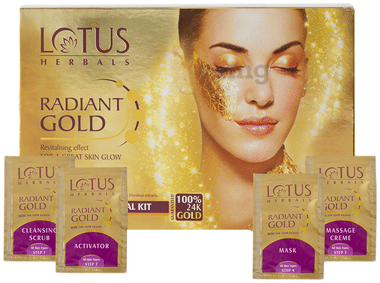 Lotus Herbals Radiant Gold Cellular Glow Facial Kit box of 1 kit