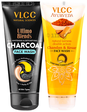 VLCC Combo Pack of Charcoal Face Wash (100ml) & Chandan & Kesar Face Wash (100ml) combo pack of 1 unit