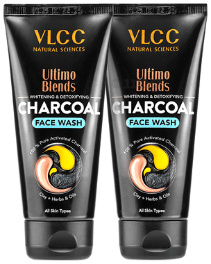 VLCC Ultimo Blends Whitening & Detoxifying Face Wash (100ml Each) Charcoal combo pack of 2 tubes