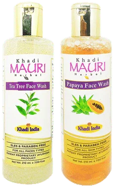 Khadi Mauri Herbal Combo Pack of Papaya & Tea Tree Face Wash (210ml Each) combo pack of 2 bottles