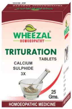 Wheezal Calcium Sulphide Trituration Tablet 3X bottle of 25 gm trituration tablet