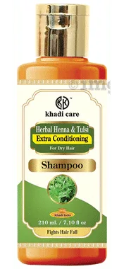 Khadi Care Herbal Henna and Tulsi Shampoo bottle of 210 ml shampoo