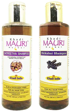 Khadi Mauri Herbal Combo Pack of Satritha & Shikakai Shampoo(210ml Each) combo pack of 2 bottles