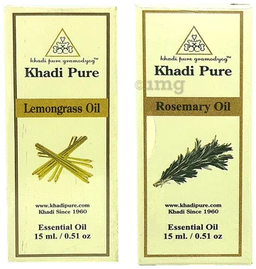 Khadi Pure Combo Pack of Lemongrass & Rosemary Oil (15ml Each) combo pack of 2 bottles