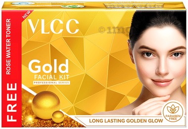 VLCC Natural Sciences Gold Facial Kit With Rose Water Toner 100ml Free box of 300 gm kit