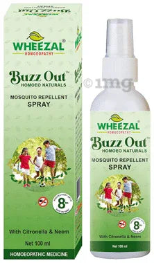Wheezal Homoeopathy Buzz Out Non Sticky Mosquito Repellent Spray with Citronella & Neem bottle of 100 ml liquid