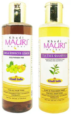Khadi Mauri Herbal Pack of Amla Hibiscus Lemon & Tea Tree Shampoo (210ml Each) combo pack of 2 bottles