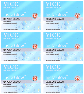 VLCC Insta Glow Oxygen Bleach (30gm Each) combo pack of 6 boxes