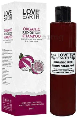 Love Earth Organic Red Onion Shampoo bottle of 200 ml shampoo
