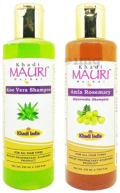 Khadi Mauri Herbal Combo Pack of Aloe Vera & Amla Rosemary Shampoo (210ml Each) combo pack of 2 bottles