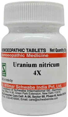 Dr Willmar Schwabe India Uranium Nitricum Trituration Tablet 4X bottle of 20 gm trituration tablet