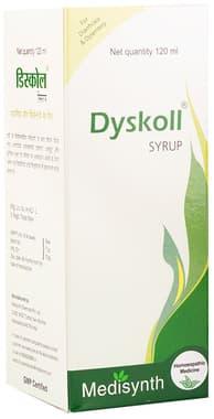 Medisynth Dyskoll Syrup bottle of 120 ml syrup
