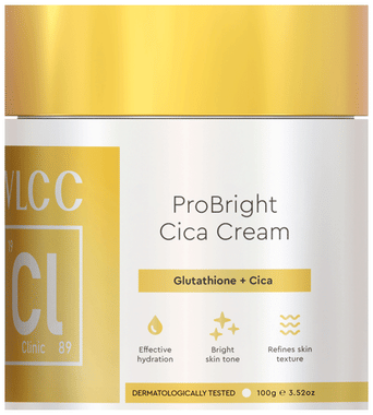 VLCC Clinic Pro Bright Cica Cream jar of 100 gm cream
