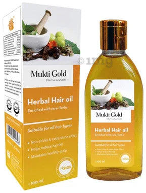 Axiom Mukti Gold Herbal Hair Oil bottle of 100 ml oil