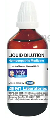 Allen Laboratories Arnica Montana Liquid Dilution 200 CH bottle of 30 ml dilution