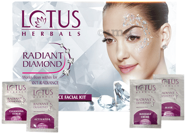 Lotus Herbals Radiant Diamond Cellular Radiance Single Facial Kit box of 1 kit