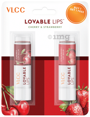 VLCC Lovable Lips Strawberry & Cherry Lip Balm (4.5g Each) packet of 2 packs